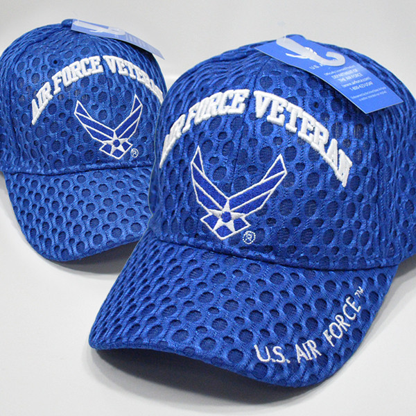 U.S. Air Force Veteran Cap - Waffle Air Mesh - Blue