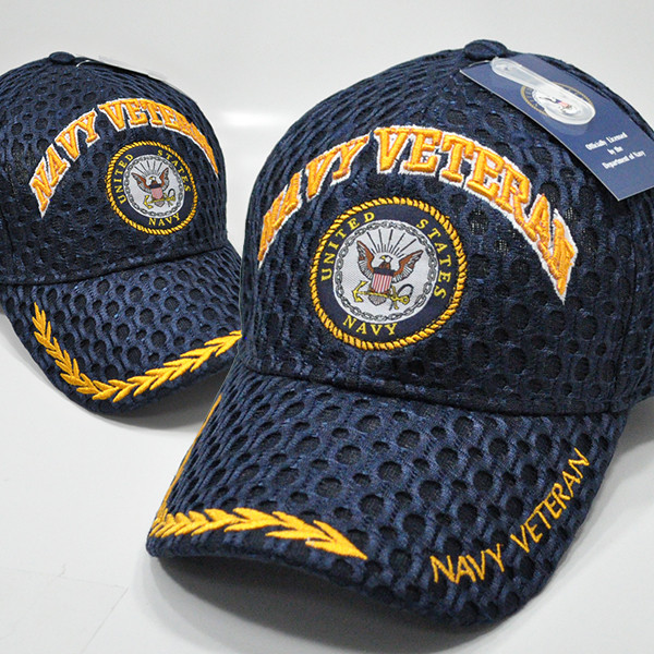 U.S. Navy Veteran Cap -  Air Mesh Waffle - Navy Blue