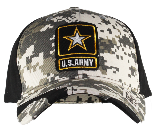 40364 - U.S. Army Cap Star Logo Distressed - ACU Digital Camo/Black