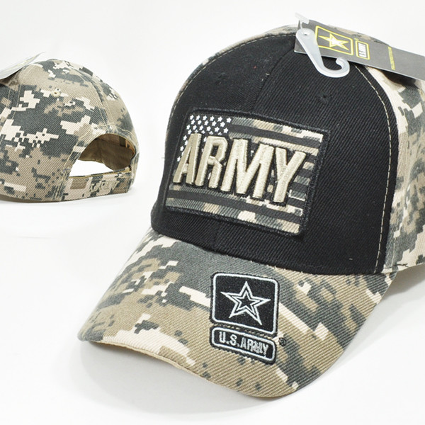 U.S. Army Cap US Flag - ACU Digital Camo/Black