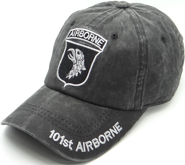 101st Airborne Cap Subdued Insignia - Cotton Washed Black