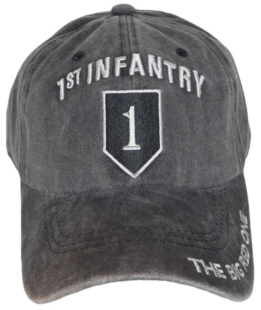 1st Infantry Cap Subdued Insignia - Cotton Washed Black