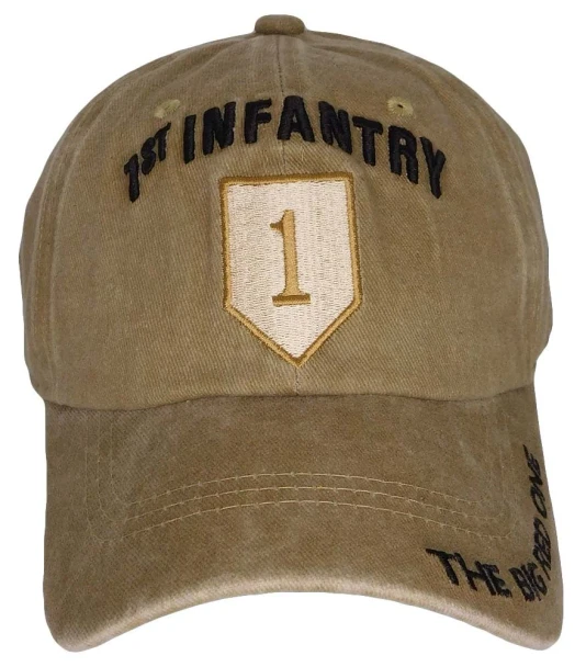1st Infantry Cap Subdued Insignia - Cotton Washed Khaki