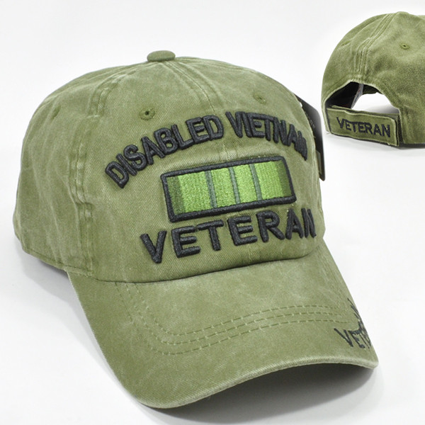 Disabled Vietnam Veteran Cap Subdued Ribbons - Cotton Washed Olive