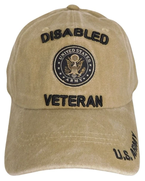 Disabled U.S. Army Veteran Cap Subdued - Cotton Washed Khaki