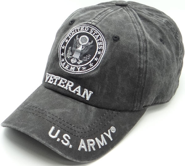 U.S. Army Veteran Cap Subdued Seal - Cotton Washed Black