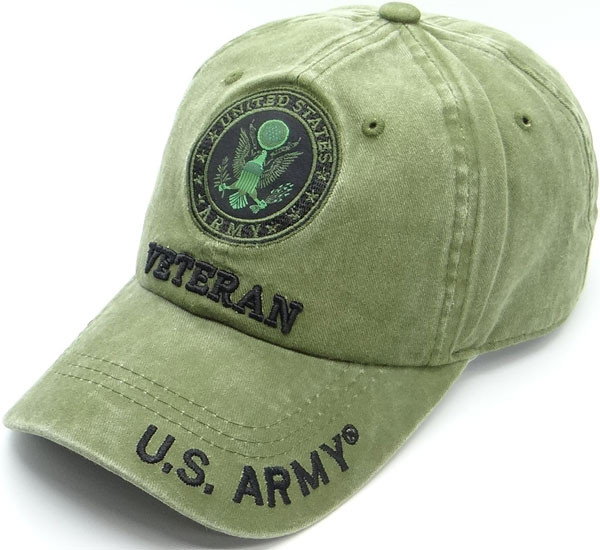 U.S. Army Veteran Cap Subdued Seal - Cotton Washed Olive
