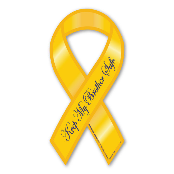 Made In USA Keep My Brother Safe Yellow Military Support Ribbon Magnet