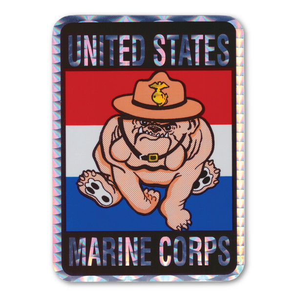 USMC Bulldog Holographic Rectangle Decal