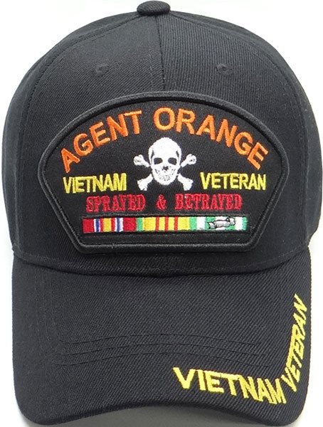 Agent Orange Vietnam Veteran Cap Sprayed and Betrayed Ribbons Patch - Black