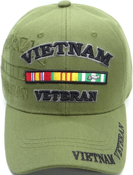 Vietnam Veteran Ribbons Shadow Cap - Olive/Black