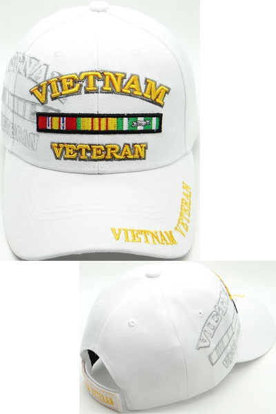 Vietnam Veteran Cap Ribbons Shadow - White