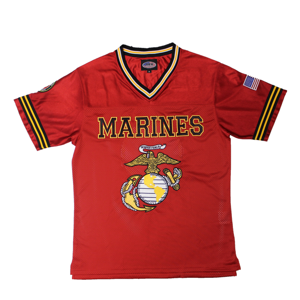 03802 - Marines Football Jersey With USMC EGA Logo - Red