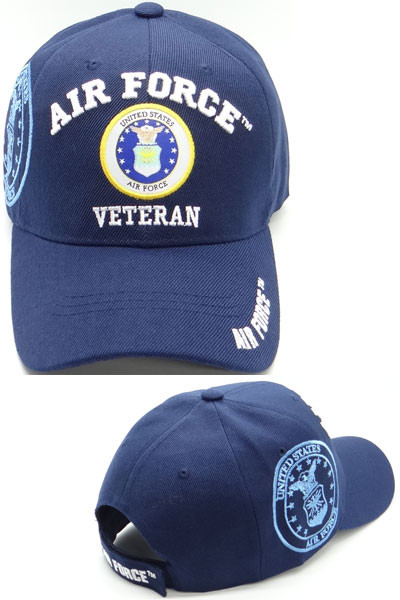 Air Force Veteran Cap Emblem Shadow - Blue