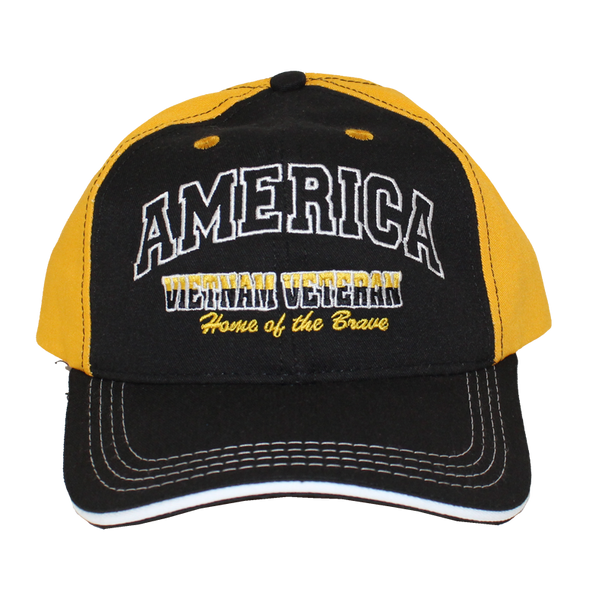 30174 - Vietnam Veteran Cap - America Home of the Brave - Made In USA - Black/Gold