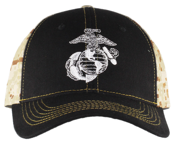 40302 - Marine Corps Hat - Black/Desert Digital Camo