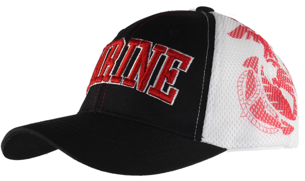 40258 - Marine Corps Cap - EGA Shadow - Jersey Mesh - Black/White