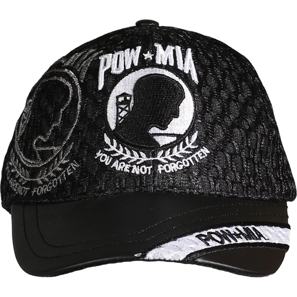 10190 - POW MIA Cap Logo Shadow - Waffle Mesh - Black
