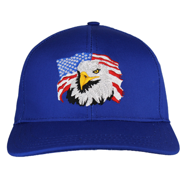 39771- USA Flag & Eagle Patriotic Cap - Made in USA - Royal Blue