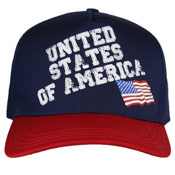 39795 - USA Flag Patriotic Cap - Made in USA - Navy/Red
