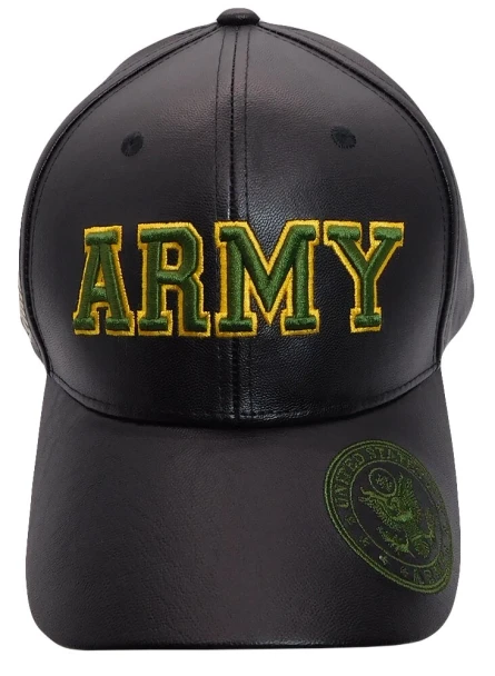 U.S. Army Cap - Faux Leather - Black