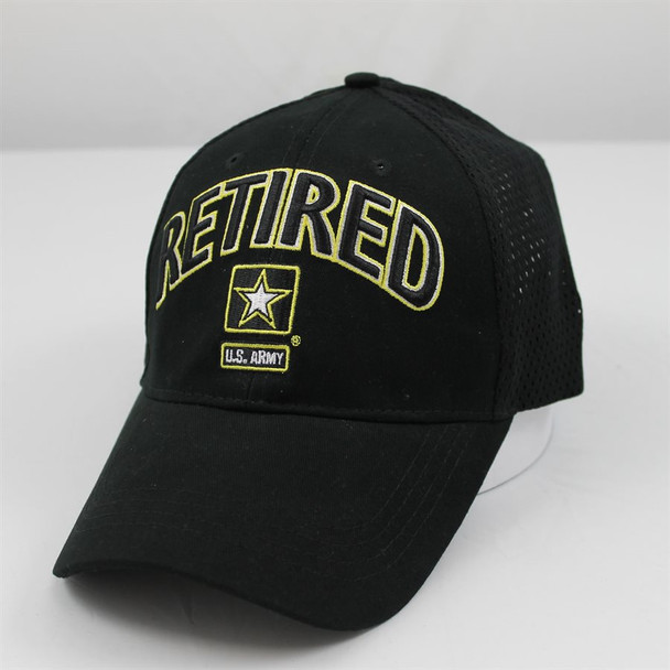 6842 - Army Retired Cap - Star Logo - Cotton -Black