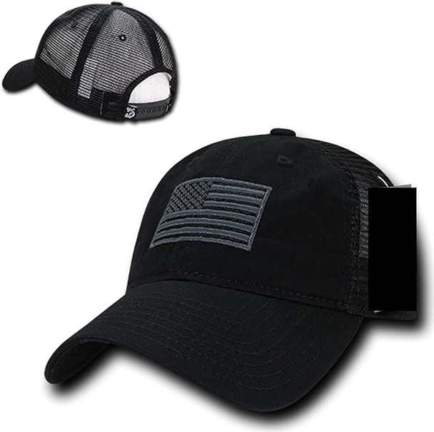 A05 - USA Flag Cap Subdued - Cotton Mesh - Black A05 - USA Flag Cap Subdued - Cotton Mesh - Black