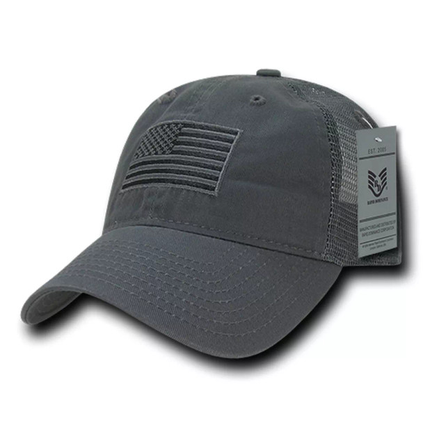 A05 - USA Flag Cap Subdued - Cotton Mesh - Dark Grey