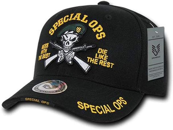 RD - Deluxe Military Cap - Green Beret  Special Forces - Black