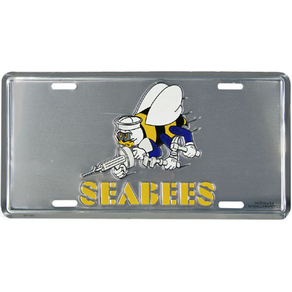 LN58 - Navy Seabees License Plate - Made in USA - U.S. MILITARY HATS