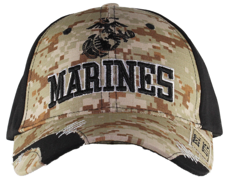 40357 - U.S. Marines Cap Distressed - Desert Digital Camo/Black