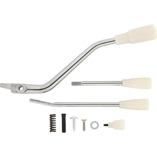 1960-63 Ford Falcon Short Column Lever kit: Tilt Column, Automatic, Chrome Levers, White Knobs
