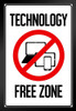 Technology Free Zone Warning Sign Art Print Stand or Hang Wood Frame Display Poster Print 9x13