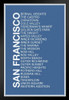 Neighborhoods San Francisco Chinatown Fishermans Wharf Nob Hill SOMA Blue Word Art Union Square Art Print Stand or Hang Wood Frame Display Poster Print 9x13
