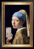 Girl With a Pearl Earring Faux Frame Selfie Portrait Painting Funny Art Print Stand or Hang Wood Frame Display Poster Print 9x13