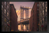 Manhattan Bridge Downtown Brooklyn Sunset Photo Art Print Stand or Hang Wood Frame Display Poster Print 13x9