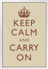 Keep Calm Carry On Motivational Inspirational WWII British Morale Beige Brown White Wood Framed Poster 14x20