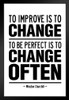 Winston Churchill To Improve Is To Change To Be Perfect To Often Motivational White Art Print Stand or Hang Wood Frame Display Poster Print 9x13