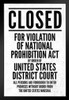 NPA National Prohibition Act Closed For Violation National Prohibition Act White Art Print Stand or Hang Wood Frame Display Poster Print 9x13