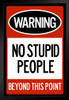Warning No Stupid People Beyond This Point Art Print Stand or Hang Wood Frame Display Poster Print 9x13
