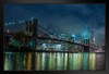 New York City NYC Manhattan Brooklyn Bridge Skyline At Night Photo Art Print Stand or Hang Wood Frame Display Poster Print 13x9