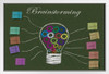 Brainstorming Lightbulb on Blackboard With Concept Sticky Notes Photo Photograph White Wood Framed Poster 20x14