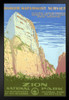 Zion National Park Retro Vintage WPA Travel Mountain Nature Landscape Scenic Scenery Parks Picture America Trees Autumn Hiking Climbing Camping Outdoors Stand or Hang Wood Frame Display 9x13