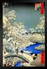 Meguro Drum Bridge Utagawa Hiroshige Japanese Art Poster Traditional Japanese Wall Decor Hiroshige Woodblock Landscape Artwork Animal Nature Asian Print Decor Stand or Hang Wood Frame Display 9x13