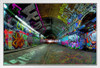 Graffiti Art In Urban Tunnel London England Street Art Tagging White Wood Framed Poster 20x14