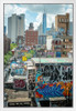 Lower Manhattan and China Town Rooftop Graffiti White Wood Framed Poster 20x14