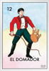 12 El Domador Lion Tamer Loteria Card Mexican Bingo Lottery White Wood Framed Art Poster 14x20