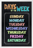 Days of the Week Sign Preschool Elementary School Classroom Dark Educational Teacher Learning Homeschool Chart Display Supplies Teaching Aide White Wood Framed Art Poster 14x20