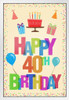 Happy 40th Birthday Party Decoration Light White Wood Framed Poster 14x20