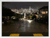 San Francisco Rainy Street at Night Downtown Landscape Photo White Wood Framed Poster 20x14